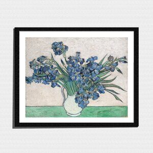 Art Print, Blue & Green French Country Flower Bouquet Painting